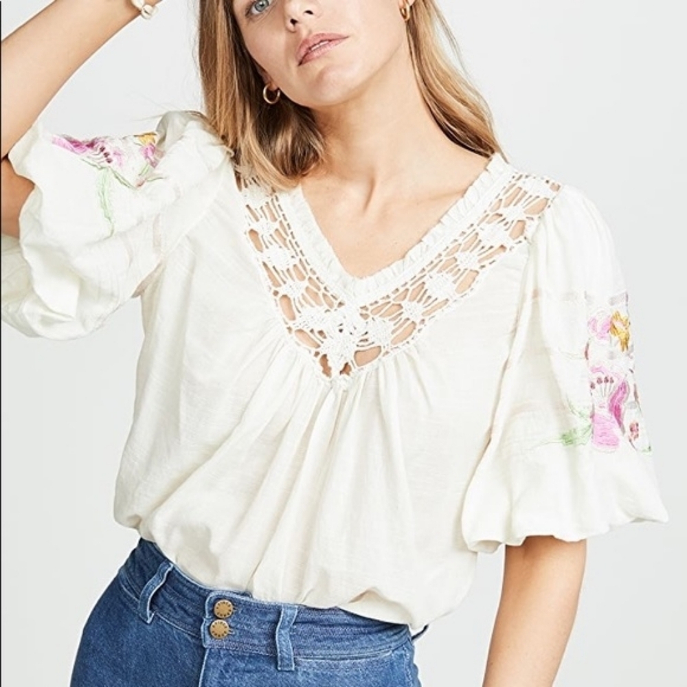 ๐ New Free People Bohemia Embroidered Top - Picture 4 of 9